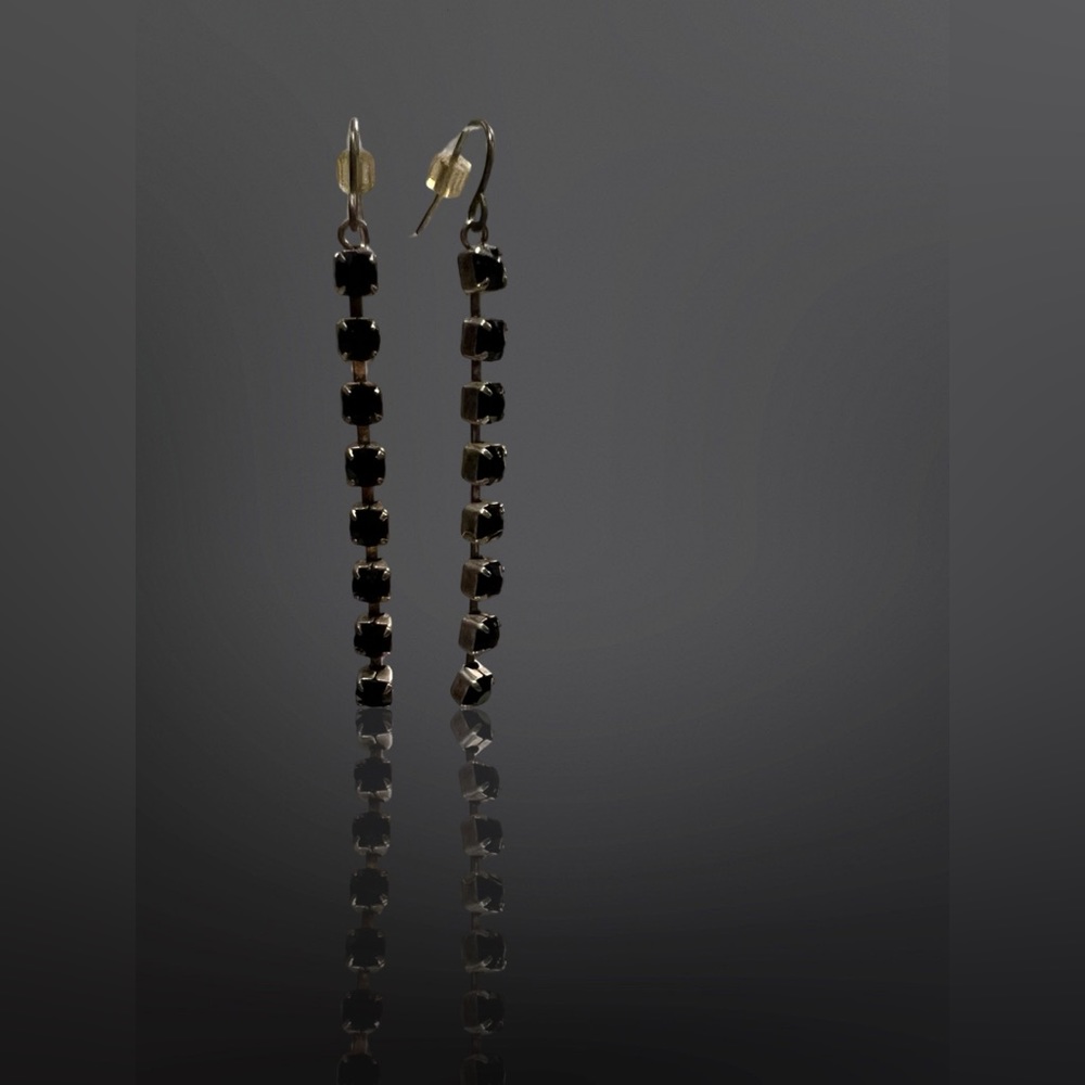 Single Row of Black Rhinestones, 2.5 inches Long